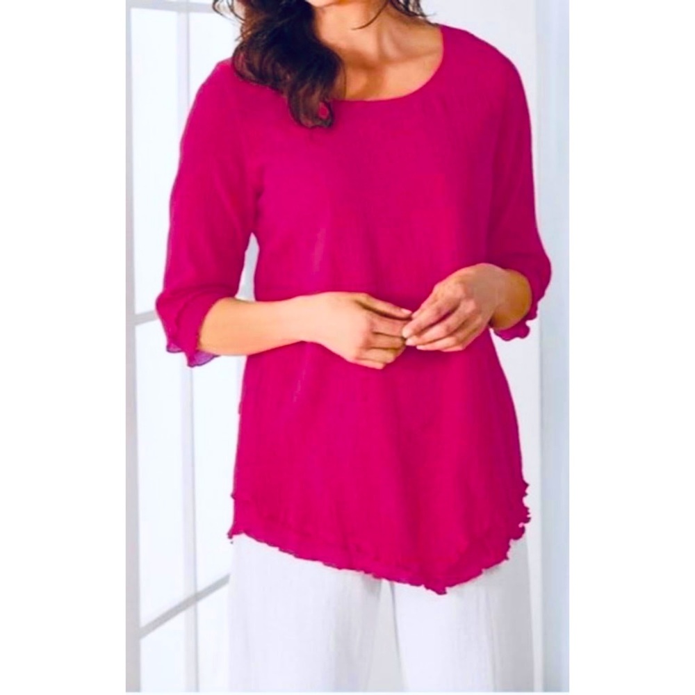 NWT soft surroundings gauze raspberry tunic M (10-12)